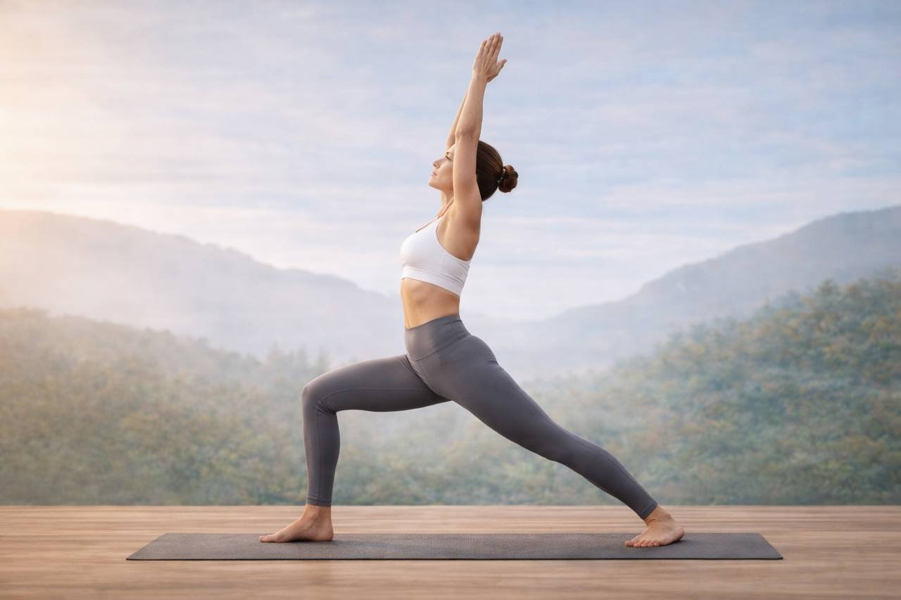 Virabhadrasana (warrior pose) yoga for weight loss