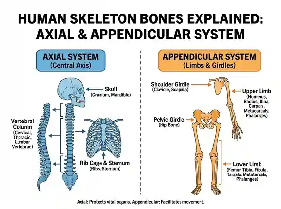 Human Skeleton Bones: Axial & Appendicular system
