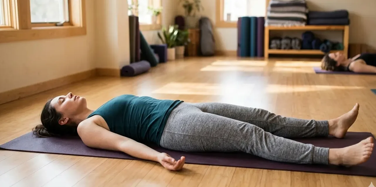 savasana yoga pose (Corpse pose)